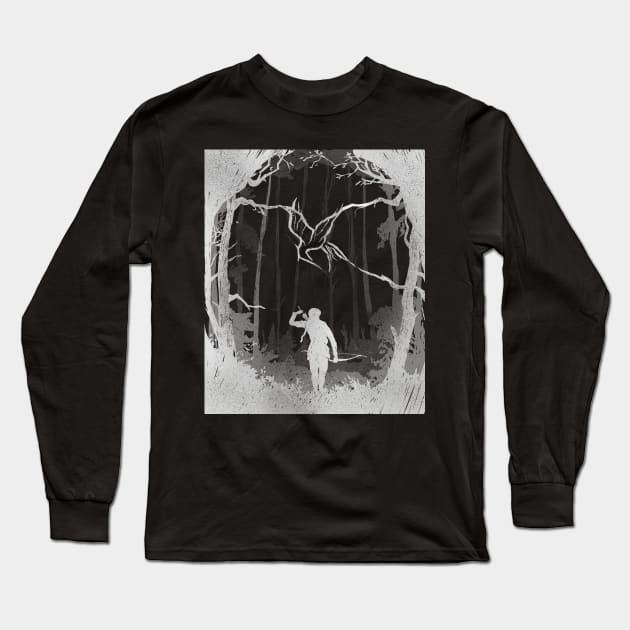 Hunger Games Woods - Matte Black Long Sleeve T-Shirt by Uwaki